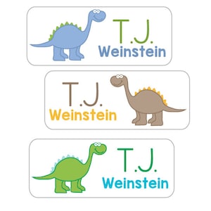 Dinosaur Name Stickers, 30 Personalized Dino Stickers,  Dishwasher Safe Waterproof Labels for School, Camp, Daycare, school supplies