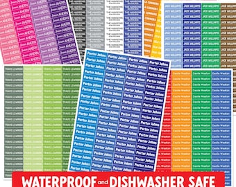 Étiquettes imperméables personnalisées - Stickers enfants lavables au lave-vaisselle pour l'école et la garderie
