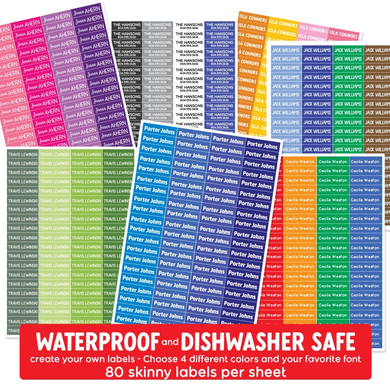 Personalized Waterproof Name Labels -dishwasher Safe Kids Stickers for ...