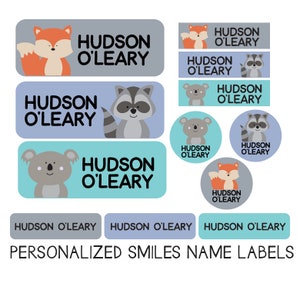 Iron On Labels, School Supply Stickers, Daycare Labels Pack, Woodland Name Labels, Waterproof, Dishwasher Safe, Clothing Tags, skinny labels