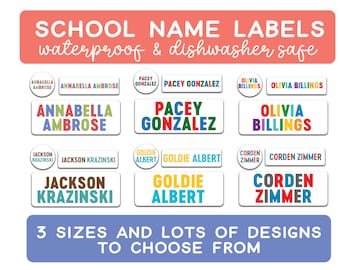 School Labels, Personalized Waterproof School Stickers, Kids Name Labels, Custom Colorful Designs, Dishwasher Safe Daycare Labels