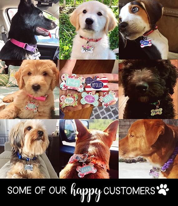 Etichette Ricamate Con Nome Del Cane Con Fiori Personalizzati - Foto 11