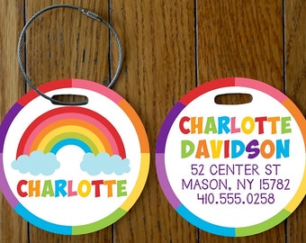 Kinder-Bag-Tags, personalisierte Gepäck-Tag, Camp Tasche Tag, Rainbow Design, Mädchen-Tasche-Tag