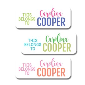 Girls Waterproof Labels, School Supply Name Stickers, Pastel Spring Colors