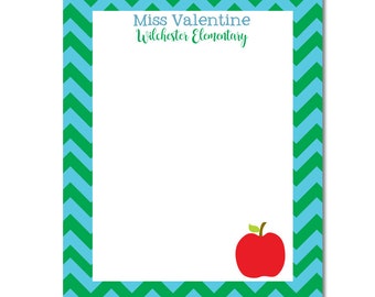 Custom Teacher Gift, Teacher Notepad, Gift for Teacher, Elementary School Teacher, Apple for the Teacher