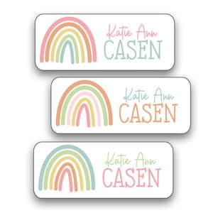 30 Personalized Watercolor Rainbow Name labels for Daycare, Camp and Labeling School Supplies | Dishwasher Safe