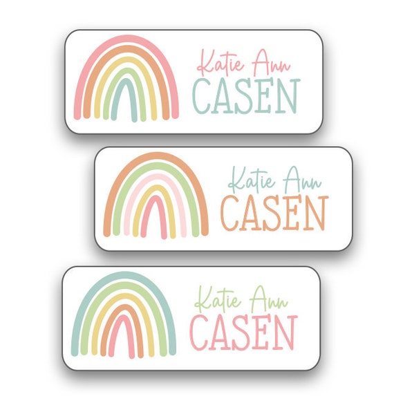 30 Personalized Watercolor Rainbow Name Labels for Daycare, Camp and  Labeling School Supplies Dishwasher Safe 