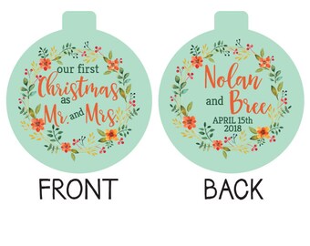 our first christmas as mr and mrs ornament, personalized holiday ornament, newlywed , Just Married, 2018 wedding ornament