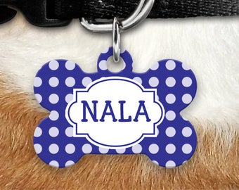 Dog Tag, Personalized Pet Tag, Dog Identification Tag, Polka Dot dog Tag, Boy or Girl Dog Tag