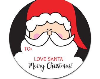 Santa Stickers , Personalized Christmas Gift Labels, Santa Claus Stickers