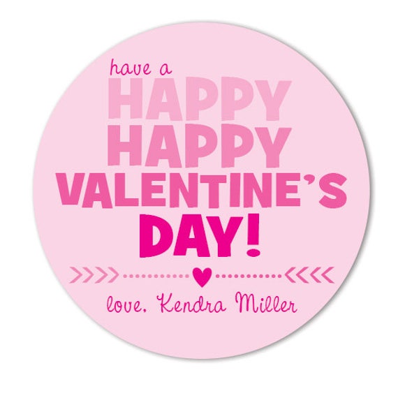 Happy Valentines Day Stickers, Personalized Treat Bag Labels Girls,  Classroom Valentine Stickers for Kids, Tribal Arrow Valentine