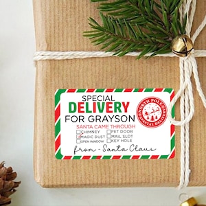Custom Santa Claus Stickers for Kids Christmas Presents | Personalized North Pole Express Delivery Label Tags| 8 Designs to Choose From
