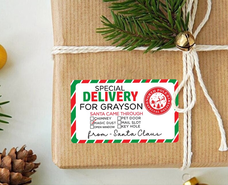 Personalized Santa Gift Stickers North Pole Special Delivery Custom