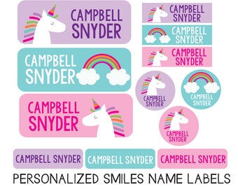 Unicorn School Name Labels Personalized Waterproof Daycare and