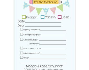 For the Teacher Of Notepad | School Excuse Notepad | Student Parent Check Box Pad | Back to School