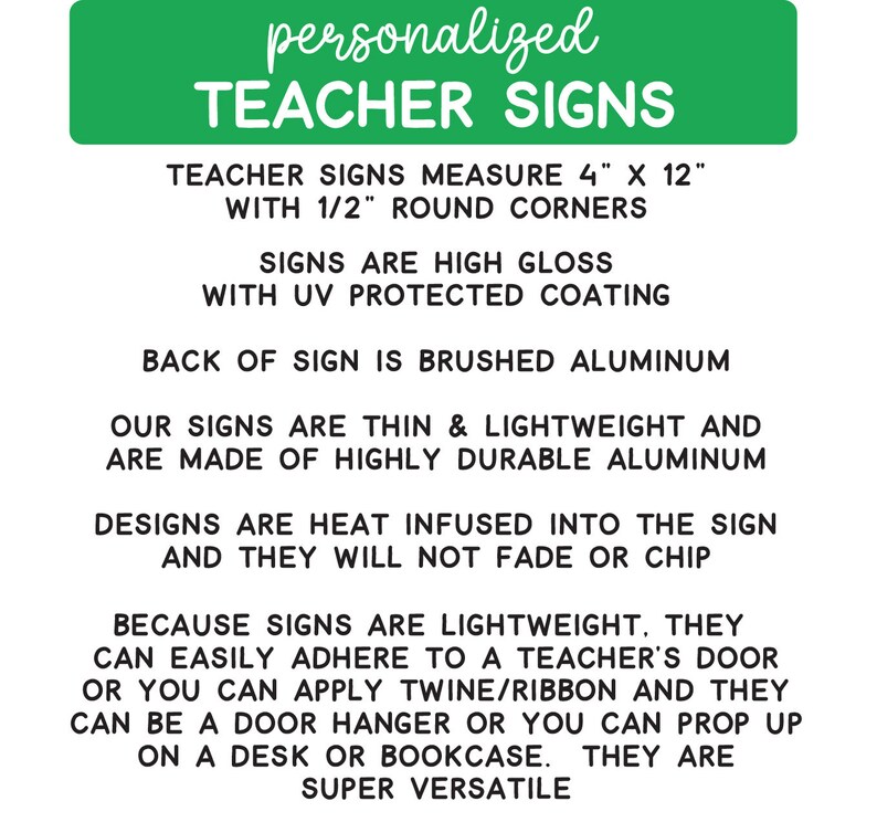 Personalized Teacher Door Sign, Teacher Gifts, Teachers Appreciation ...