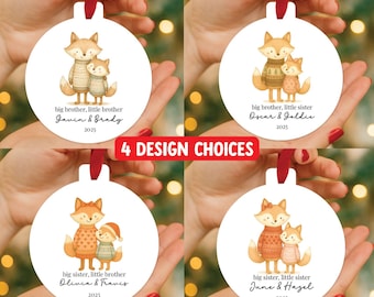 Personalized Sibling Ornament – Big Brother Little Sister, Big Sister Little Brother, Brother Brother, Sister Sister Christmas Ornament 2025
