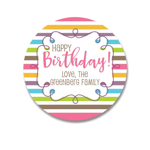 Happy Birthday Stickers, Personalized Happy Birthday stickers, Rainbow stickers, gift tags, girl, boy