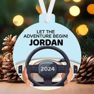 New Driver License 2024 Ornament | Personalized Look Who&#39;s Driving Christmas Keepsake | First Car Gift | Double Sided Ornament Teen Driver