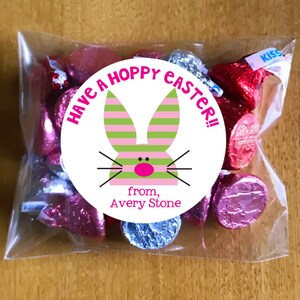 Kids Easter Stickers Personalized, Bunny Gift Tags for Easter