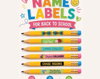 Étiquettes lavables au lave-vaisselle pour fournitures scolaires et garderie | 27 modèles au choix | Autocollants colorés et imperméables pour les affaires des enfants