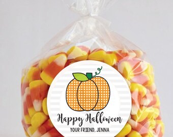 Fall Pumpkin Sticker | Teacher Gift Stickers | Halloween Party Favor Treat Bag Stickers | Pumpkin Labels | Personalized