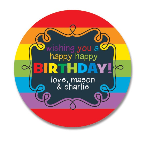 Custom Rainbow Birthday Gift Stickers, Trendy Birthday Stickers