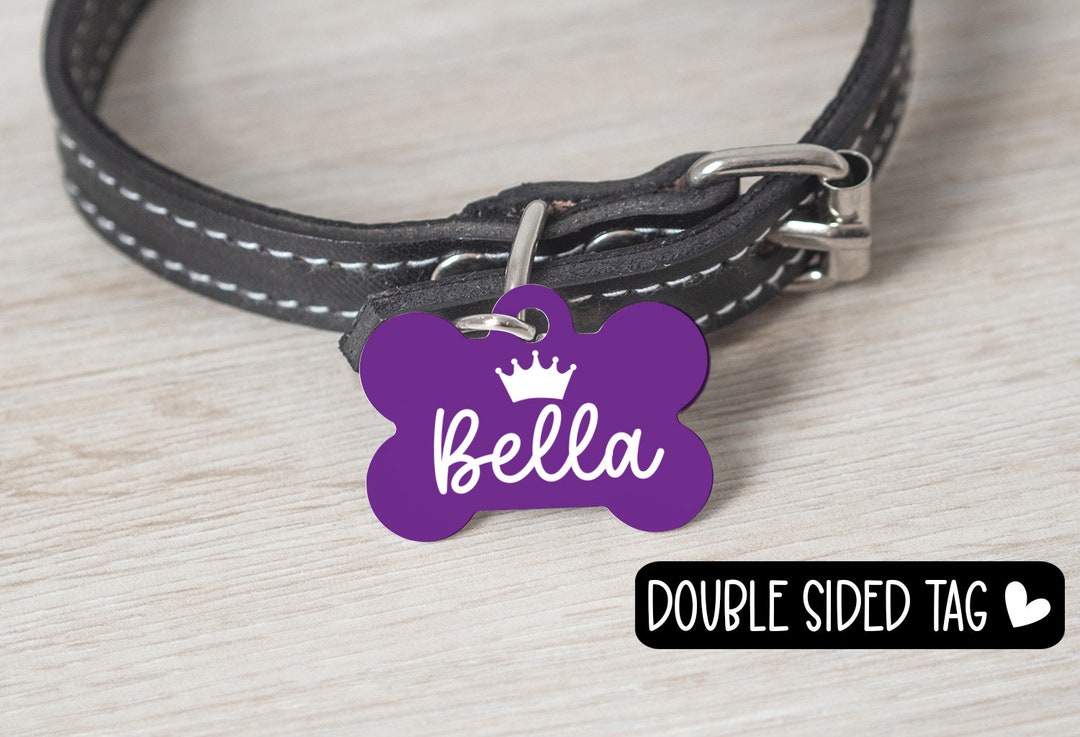 Personalized Dog ID Tag, Princess Crown Pet Tag, Custom Name Dog