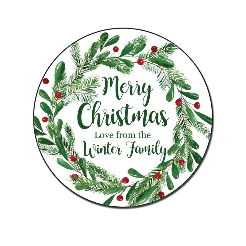 Personalized Christmas Wreath Stickers Wreath Labels - Etsy