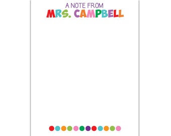 Gifts for Teachers - Personalized Teacher Notepad - Teacher Gift - End of Year Teacher Gift - Rainbow Notepad - Stationery