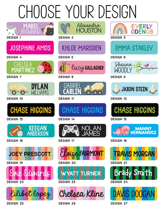 Kids Name Stickers Labels, Daycare Name Labels, Preschool Name Labels,  Skinny Name Labels, Waterproof Labels, Labels for School Supplies 
