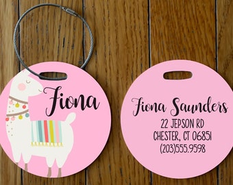 Alpaca Llama Personalized Luggage Tag for kids - diaper bag, back pack, camp, school, girls bag tag