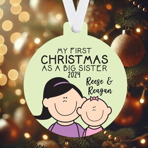 Big Sister Christmas Ornament 2024 | Sisters Gift | Promoted to Big Sister Keepsake | Personalized Sisters Ornament | Custom Big Sister Gift