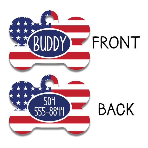 Double Sided Name Tag Custom Pet Tag Personalized Dog Tag Boy Dog Tag Dog ID Tag Personalized Pet Tag Dog Name Tag American Flag Tag