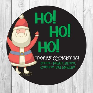 12 Santa Clause Round Gift Stickers, Personalized Christmas Stickers, HOHOHO, Holiday Gift Tags for Presents
