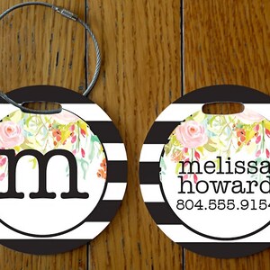Floral Luggage Tag, Luggage Tag, Custom Luggage Tag, Personalized Luggage Tag, Bag Tag, Child Luggage Tag, Monogram Luggage Tag