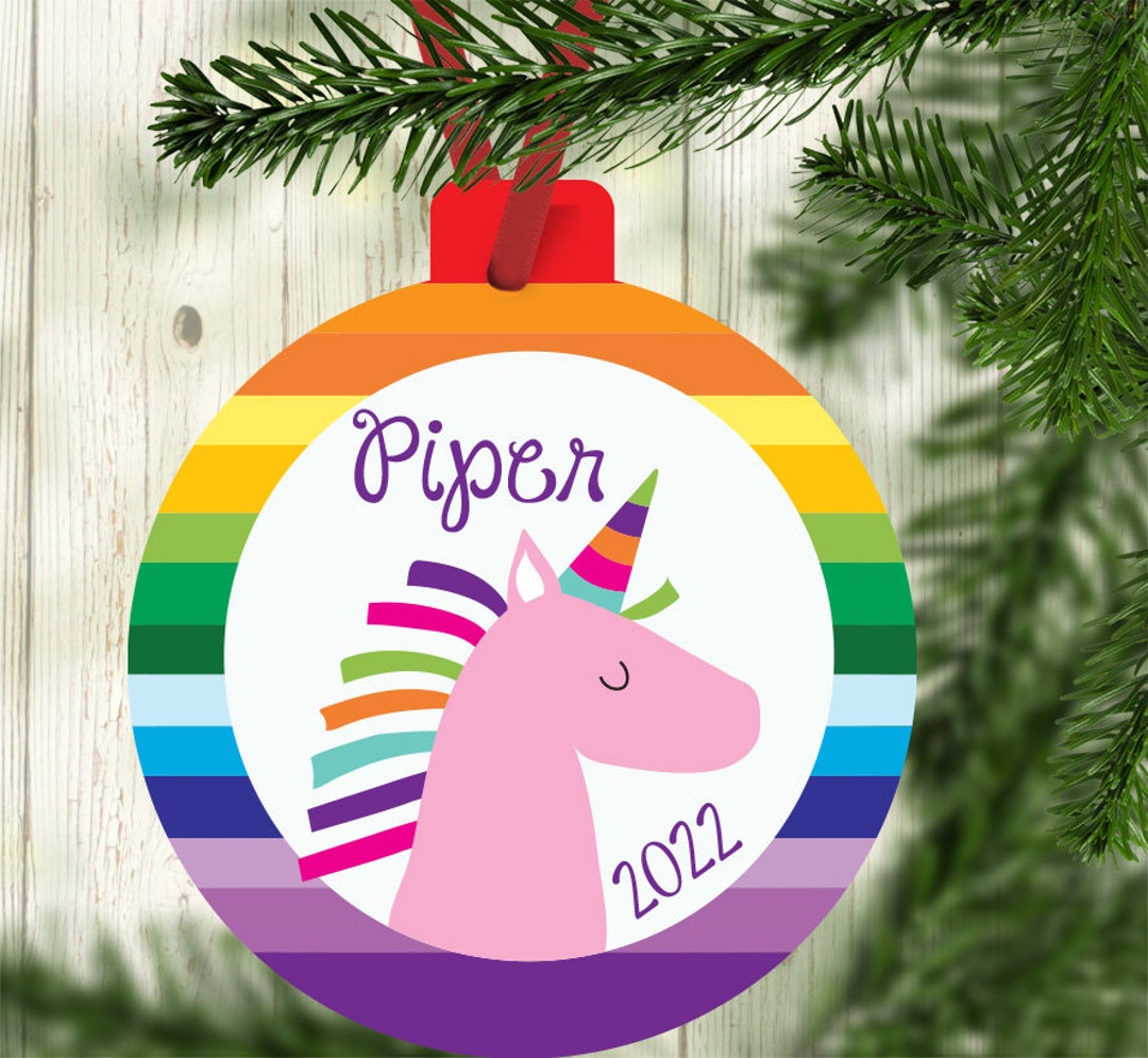 Personalized Unicorn Christmas Ornament for 2022, Stocking Stuffer Gift