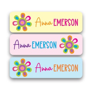 Skinny Name Labels for Daycare, School, Clothing | 80 personalized waterproof stickers | Boho Floral Design