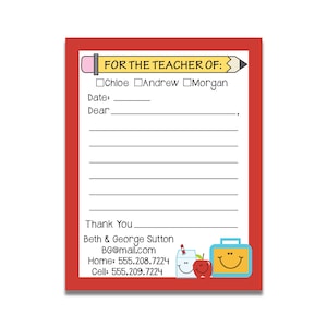 School Stationery, Teacher Notepads, For the Teacher Of, Excuse Pads, Back to School, School Excuse Notepads