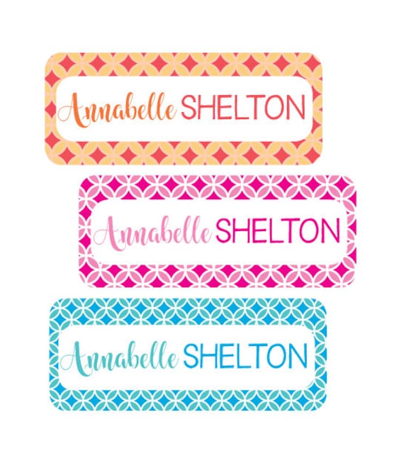 Name Labels for Girls, School Name Stickers, Girls Name Labels