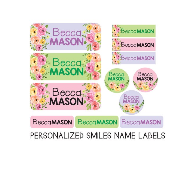 Daycare Labels, School Supply Label Variety Pack, Floral Waterproof Name Labels, Iron On Labels for Clothes, Girls Name Labels