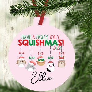 Squishmallow Christmas Ornament, Personalized Name Ornament with Squishmallow Characters, 2022 Squishmallow Christmas Gift, Squish Squad