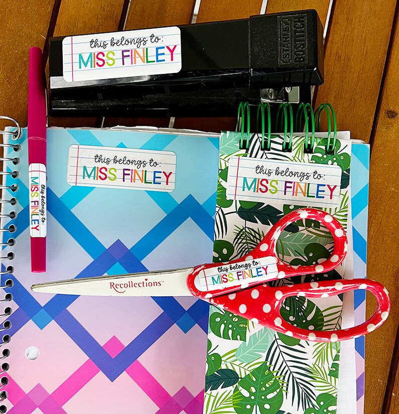 Teacher Labels Teacher Book Labels Waterproof School Labels Etsy