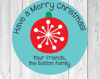 Holiday Ornament Stickers, Custom Christmas Stickers, To and From Holiday Stickers, Personalized Christmas Gift Tags, Holiday Stickers