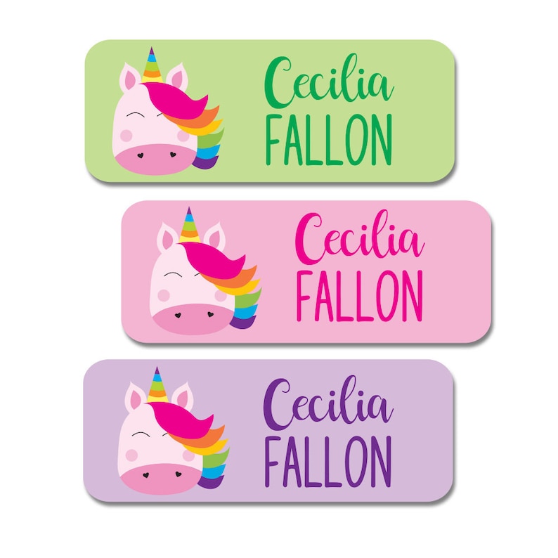 Unicorn name labels for school daycare camp permanent | Etsy