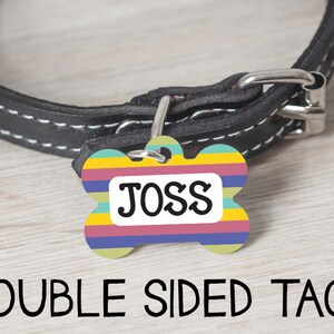 Girl Dog Tag, Striped Dog Tag, Personalized Pet ID Tag, Custom Dog Tag, Puppy Tag,