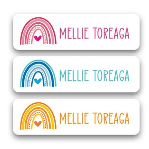 Boho Rainbow Skinny Name Labels | School Suppy Stickers | Personalized | Waterproof | 80 Labels per Sheet