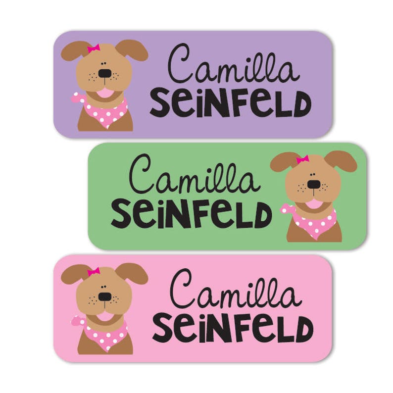 Personalized School Name Labels Cute Dog Stickers Daycare Etsy