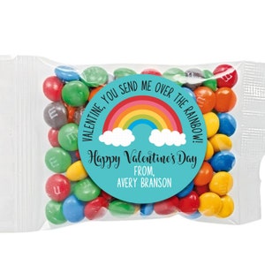 Rainbow Valentine&#39;s Day Sticker, Classroom Valentine Favor Tags, Personalized Valentine Gift Sticker