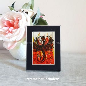 Phoenix Bird Art, Creativity Self Expression Limited Edition Trading Card Art Print, ACEO Abstract Fire Flames Fantasy Firebird, Bird Art